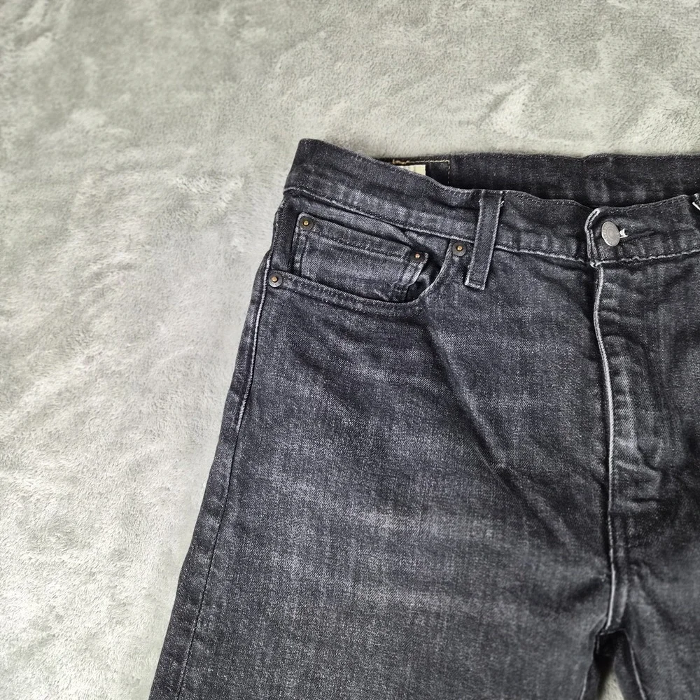 Levis Premium 513 Jeans Mens 34x34 Black Denim Slim Straight Stretch Pants